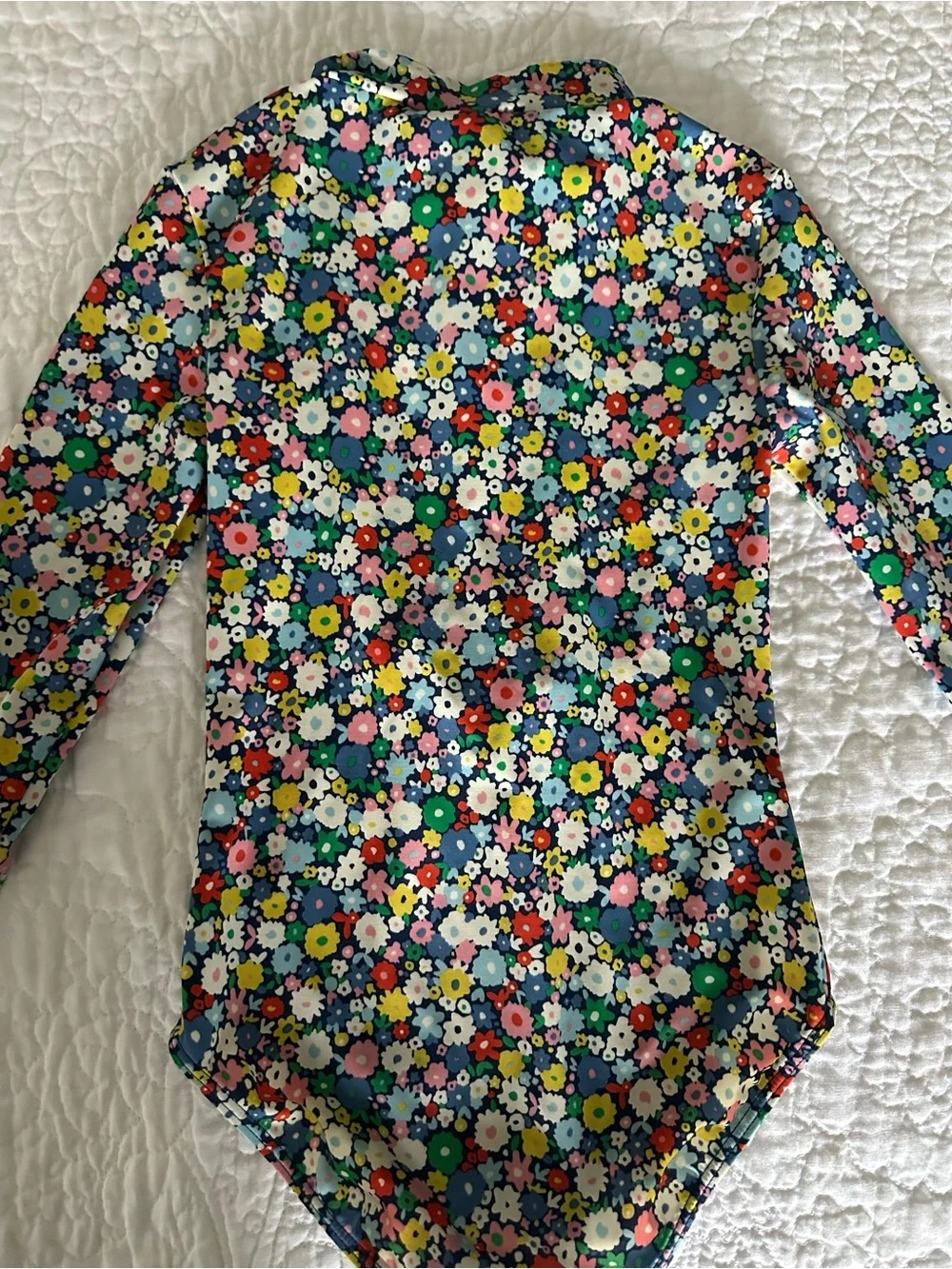 Mini Boden Multicolor Floral Long-Sleeve One-Piece Swimsuit 7-8 yrs 🌼